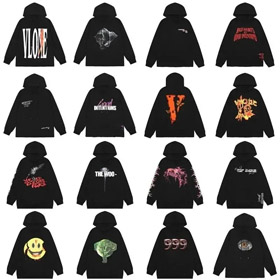 VLONE ZIP HOODIE Cracked Print Large VLogo Hooded Sweatshirt-4450  